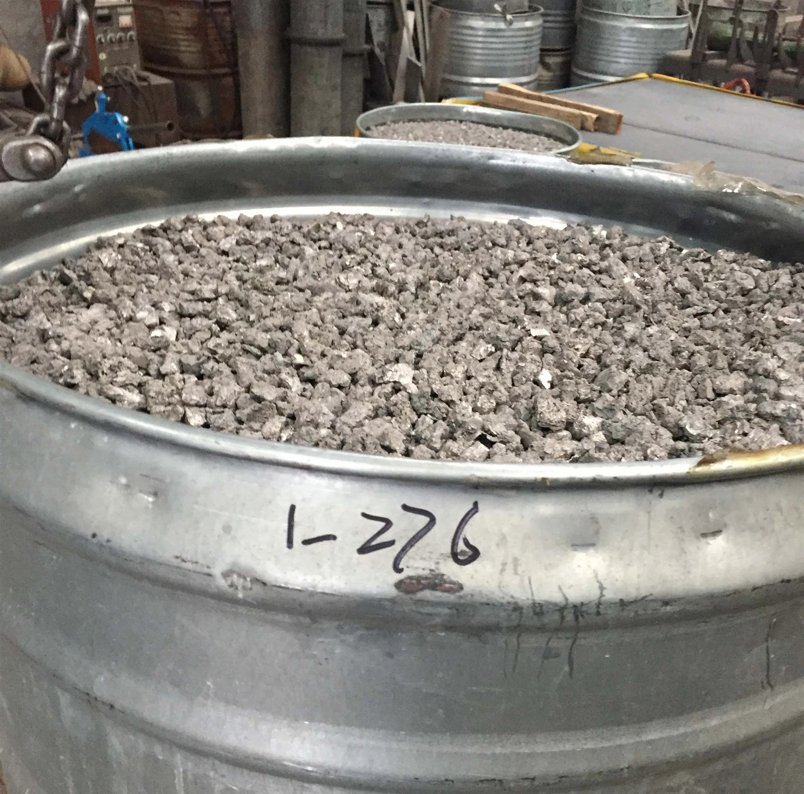 Titanium sponge in barrel